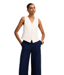 Calça Pantalona de Alfaiataria Azul